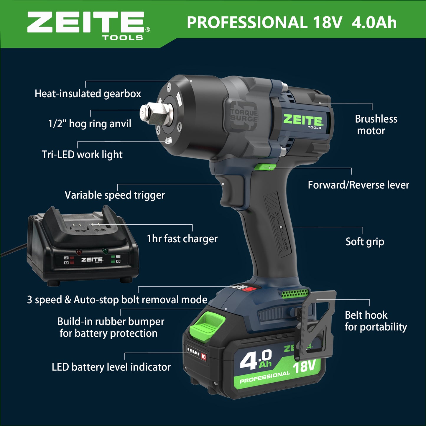 18V 850Nm Brushless Impact Wrench