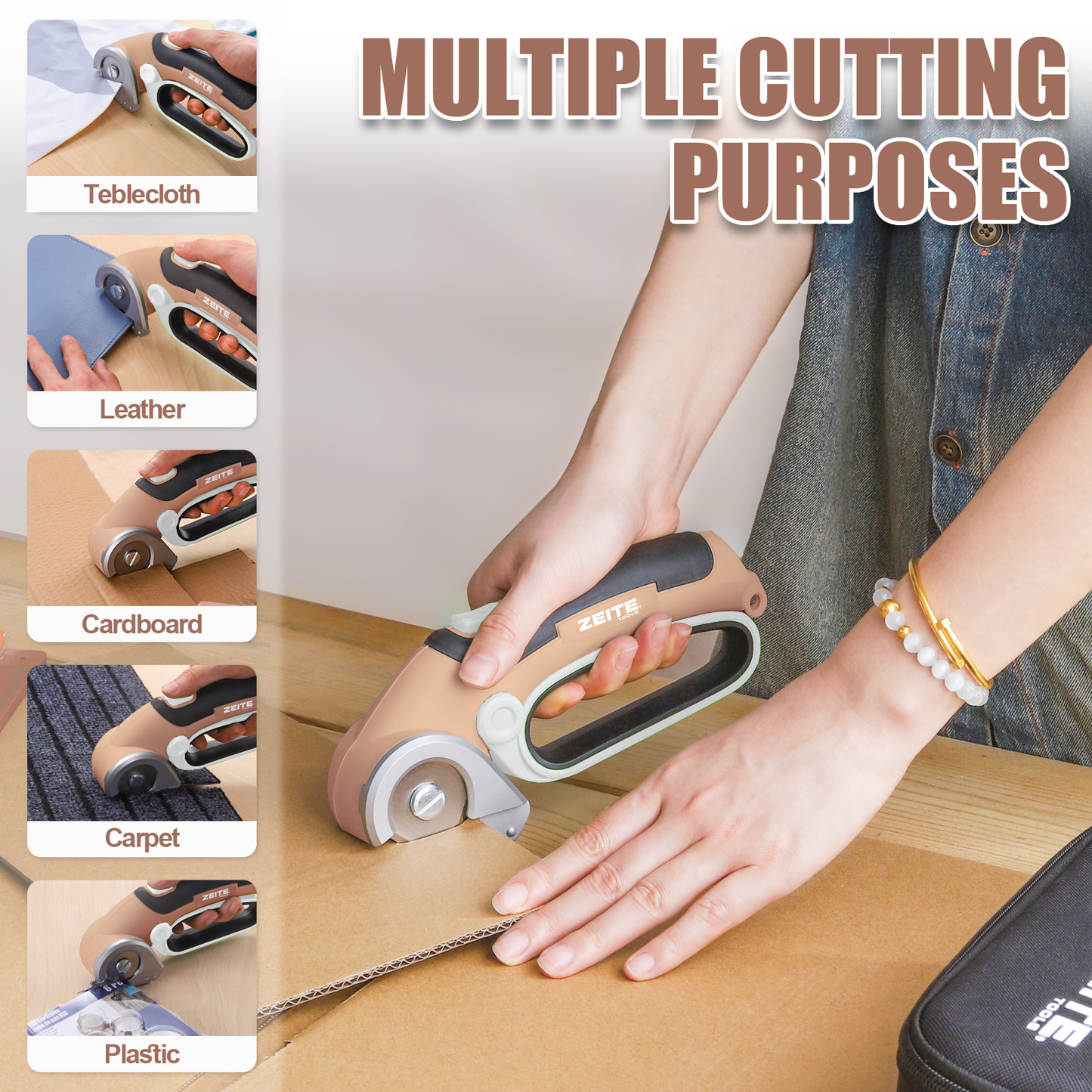 Cordless Cardboard Cutter - D handle - Mocha Mousse