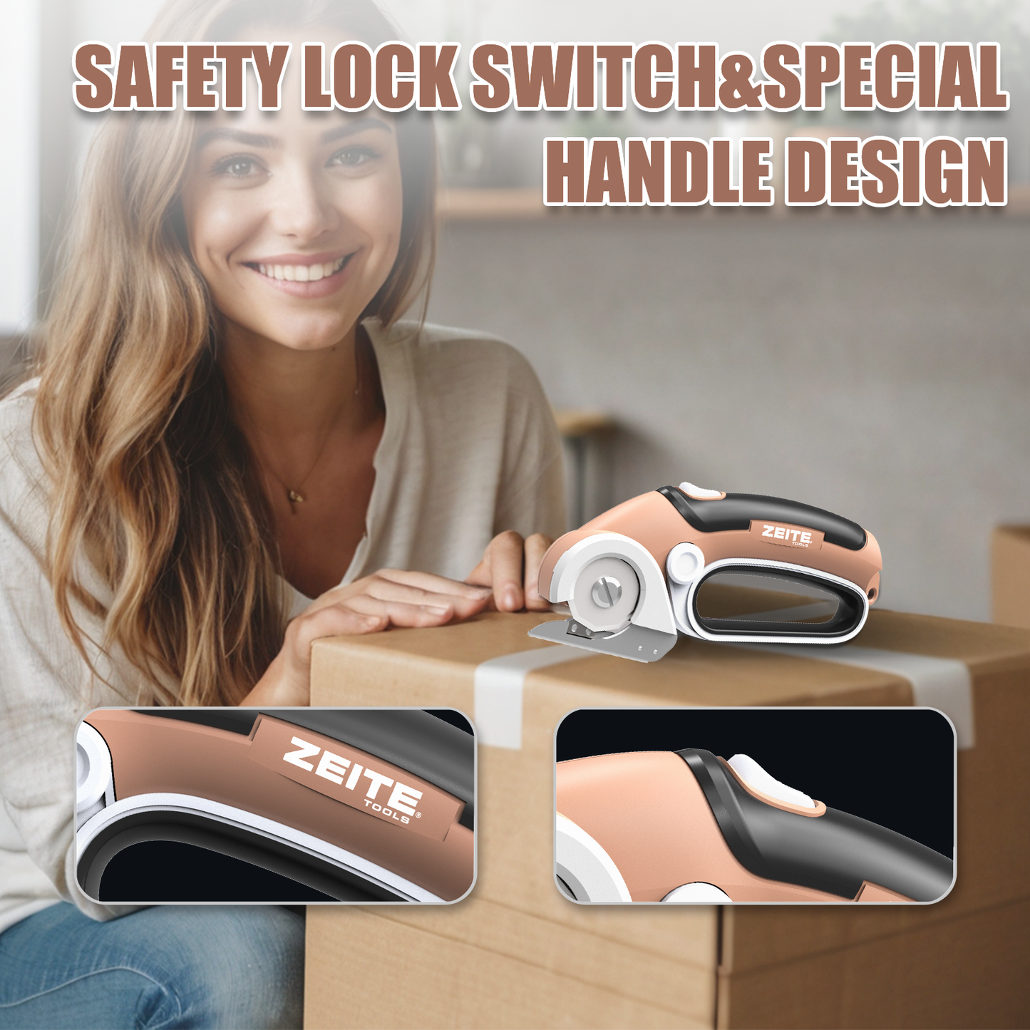 Cordless Cardboard Cutter - D handle - Mocha Mousse