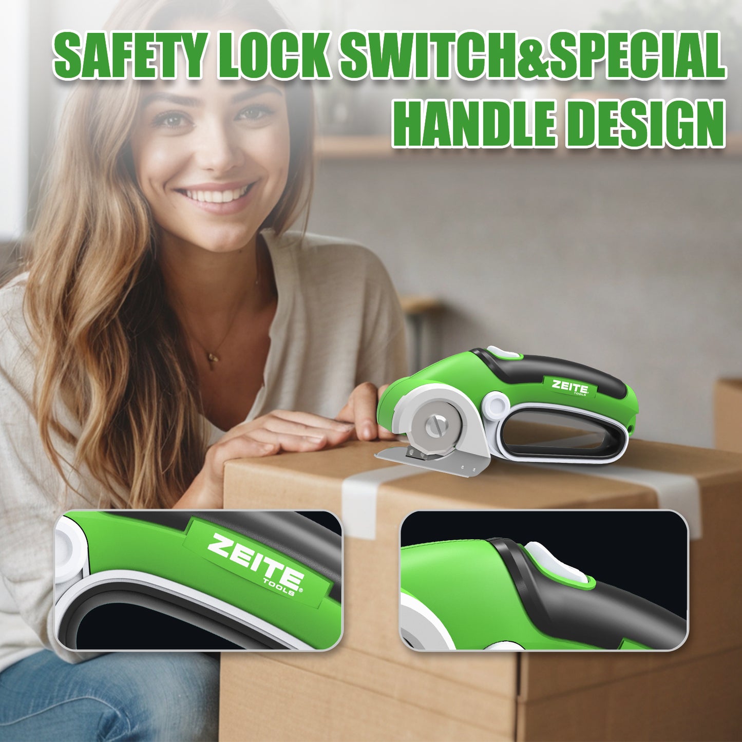 Cordless Cardboard Cutter - D handle - green