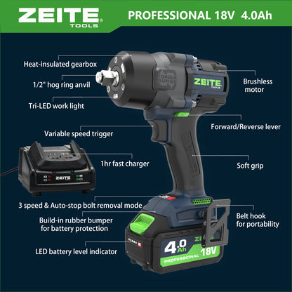 18V 850Nm Brushless Impact Wrench