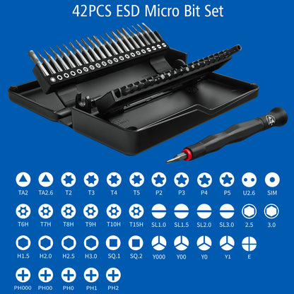 42 Piece ESD Micro Precision Screwdriver and Bit Set
