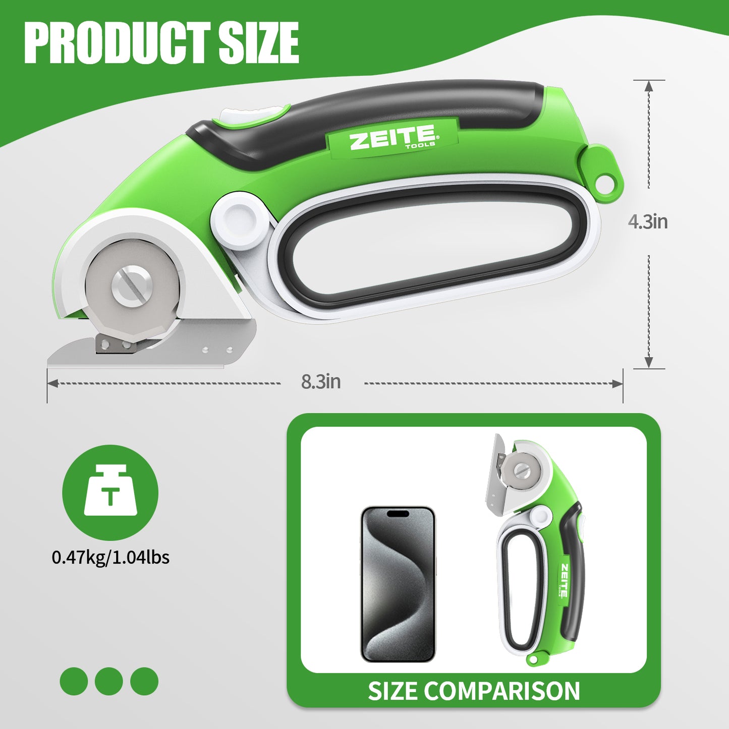 Cordless Cardboard Cutter - D handle - green